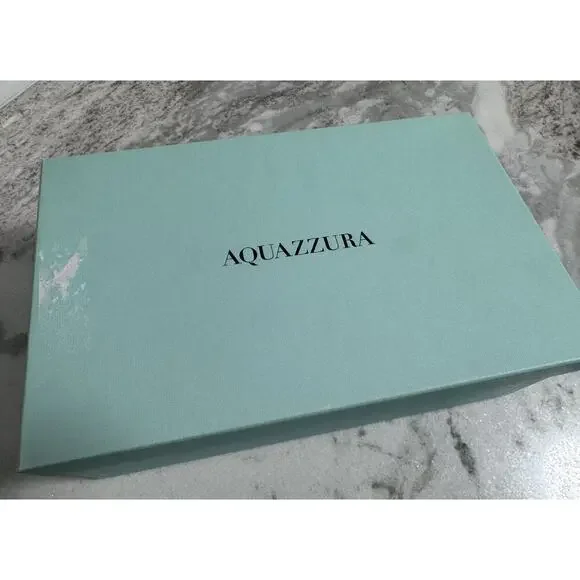 New Aquazzura Olie Pink Soft Leather Raffia Flat Slide on Sandals Size 35 - Picture 12 of 12